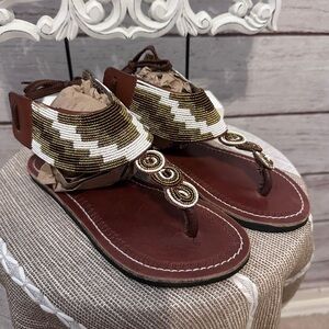 Kujali Beaded Gladiator Sandal! Size 36 , Summer Sandal , Comfortable Sandal